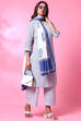 White Cotton Straight Kurta Palazzo Suit Set