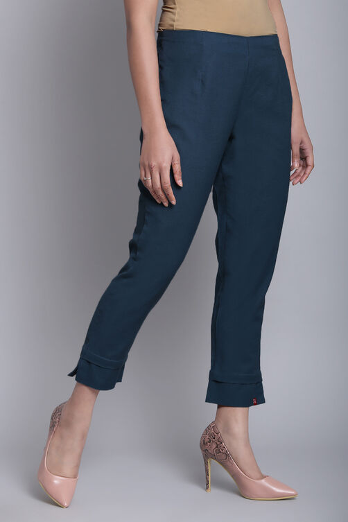 Navy Blue Cotton Flax Pants image number 2