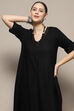 Black Asymmetric Solid Kurta Set image number 1