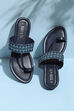 Black Fabric Ring Toe Sandals image number 0