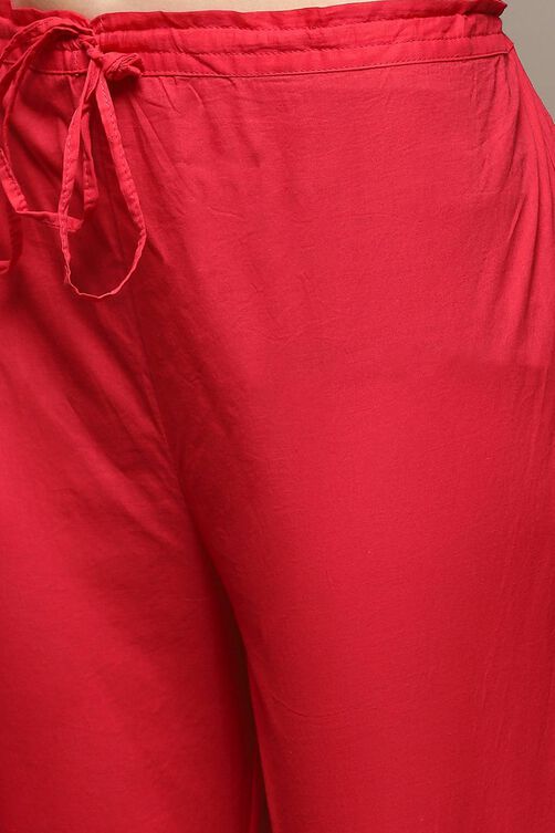 Red Cotton Anarkali Kurta Palazzo Suit Set