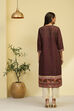 Brown Chanderi Printed Straight Kurta image number 3