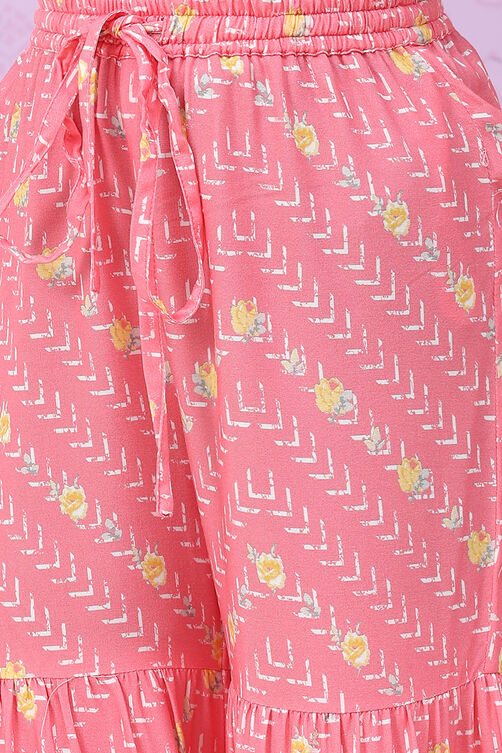 Yellow & Pink Art Silk Straight Kurta Set image number 2