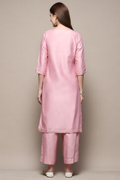 Light Pink Straight Kurta Palazzo Suit Set image number 5