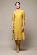 Mustard Cotton Straight Kurta Churidar Suit Set image number 0