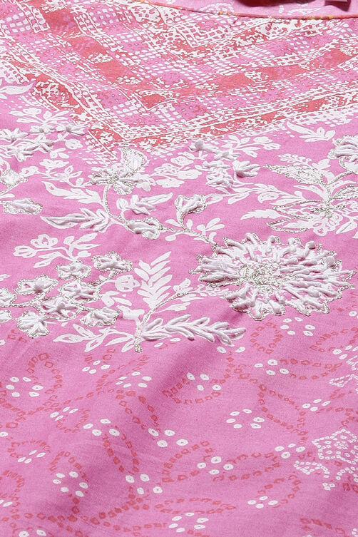 Pink Straight Kurta Palazzo Suit Set image number 1