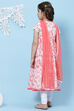 White And Pink Cotton Flared Kurta Churidar Suit Set image number 4