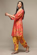 Coral Cotton Straight Kurta Cross Yoke Salwar 2 Piece Set