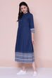 Blue Cotton A-line Dress image number 4