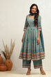 Turquoise Cotton Geometric Printed Anarkali Suit Set image number 6