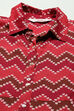 Brown Chevron Block Printed Shirt-Style A-line Dress image number 1