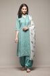 Green Cotton Printed Unstitched Suit Set image number 1