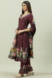 Wine Rayon Printed Straight Pant Kurta Palazzo Suit Set image number 5