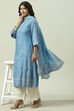 Blue LIVA Straight Kurta Palazzo Suit Set image number 7