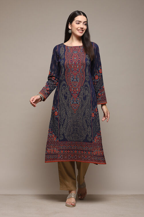 Berry Poly Cotton Straight Yarndyed Kurta image number 5