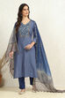 Dark Blue Flex Cotton Handloom Unstitched Suit Set image number 1