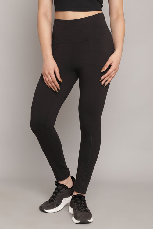 Buy Black Knitted Cotton Blend Yoga Pants (Yoga Pants) for INR599.00