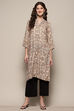 Beige & Black Rayon Printed Straight Kurta image number 5