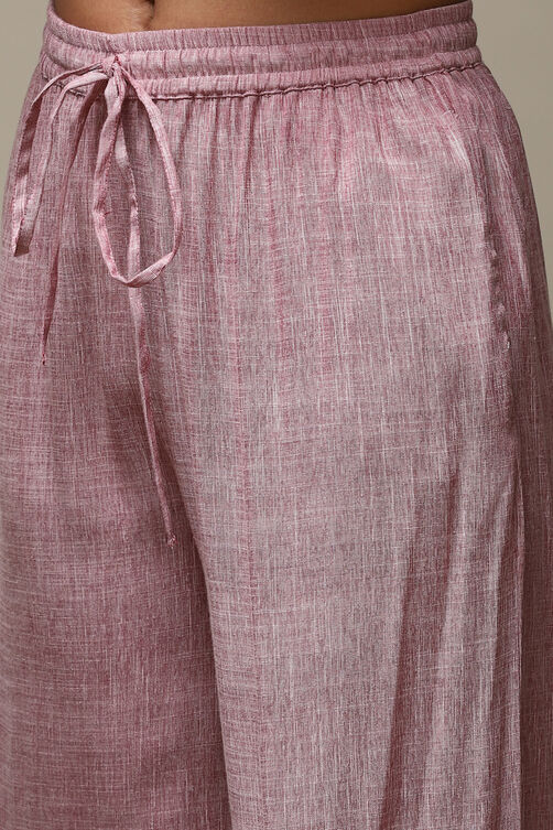 Magenta Cotton Blend Straight Kurta Palazzo Suit Set