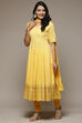 Yellow Cotton Anarkali Kurta Churidar Suit Set image number 5