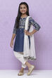 Blue Cotton Girls Straight Kurta Salwar Suit Set