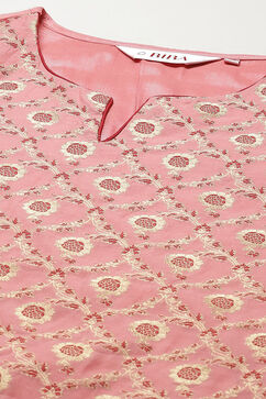 Blush Pink Cotton Blend Straight Yarndyed Kurta Palazzo Suit Set image number 1
