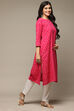 Fuschia Cotton IKAT Straight Yarndyed Kurta image number 4