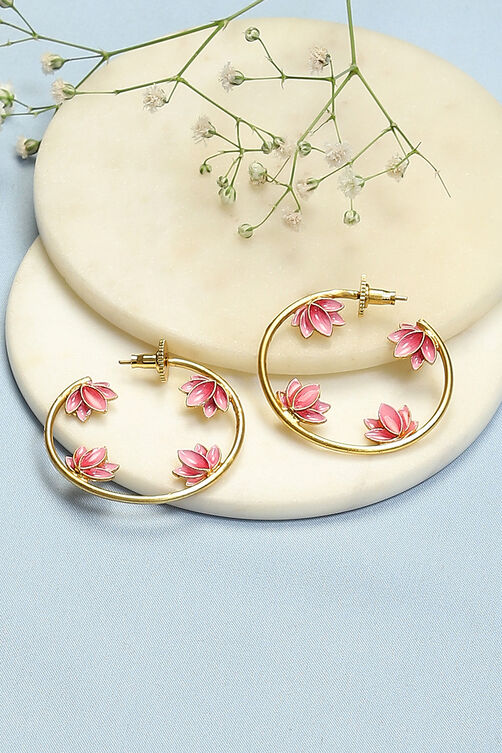 Pink Brass Earrings image number 0