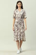 Beige Rayon Straight Fusion Dress image number 5