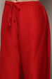 Red Cotton Blend Straight Yarndyed Kurta Palazzo Suit Set image number 2