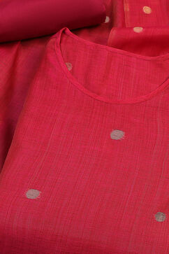 Magenta Chanderi Handloom Unstitched Suit Set image number 1