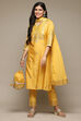 Yellow Straight Kurta Pants Suit Set image number 0