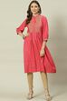 Coral Rayon Flared Printed Kurta image number 0