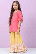 Yellow & Pink Art Silk Straight Kurta Set image number 3