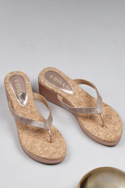 Rose Gold Stone Studded Sandals image number 1