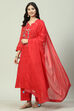 Red Straight Kurta Palazzo Suit Set image number 5