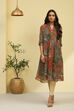 Multi-coloured Georgette Printed Pleated Kurta image number 0