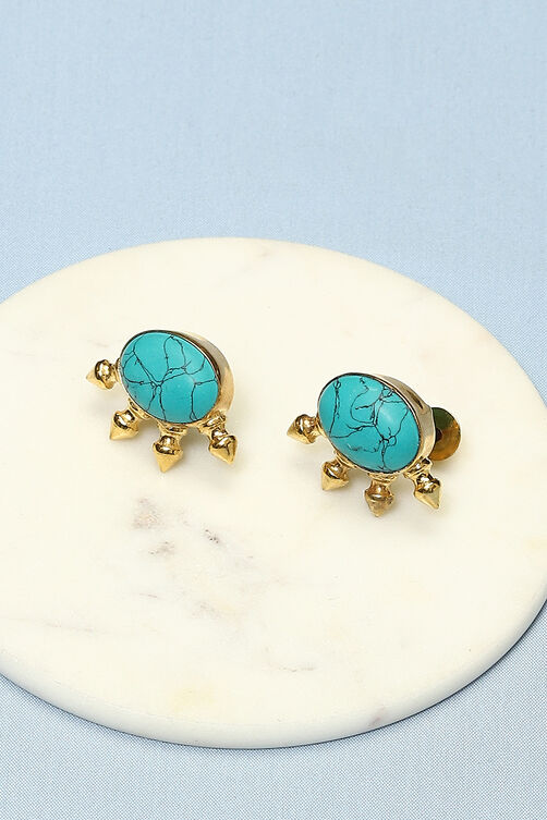 Turquoise Brass Earrings image number 0
