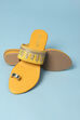 Yellow Embroidered Ring Toe Sandals image number 3
