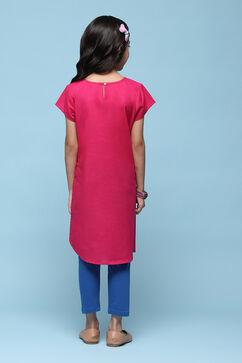 Pink Cotton Straight Solid Kurta Set image number 4