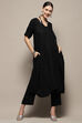 Black Asymmetric Solid Kurta Set image number 0