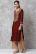 Red Velvet Straight Kurta image number 2