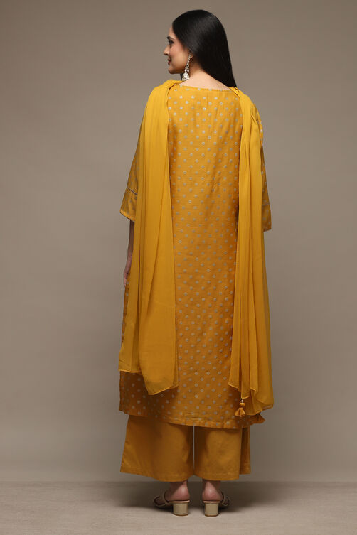 Yellow Cotton Blend Straight Kurta Palazzo Suit Set image number 4