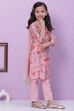 Pink Cotton Straight Kurta Regular Pant Suit Set image number 6