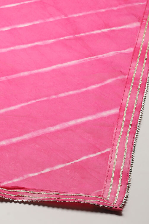 Pink Organza Unstitched Suit set image number 4