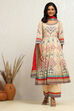 Turquoise Cotton Geometric Printed Anarkali Suit Set image number 6