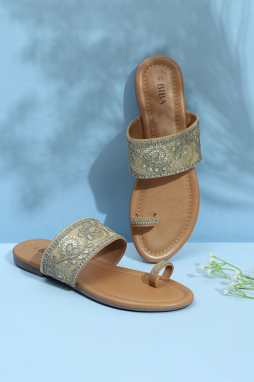 Beige Pu Ring Toe Sandals image number 0