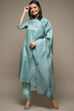 Green Cotton & Kota Digital Print Unstitched Suit Set image number 1