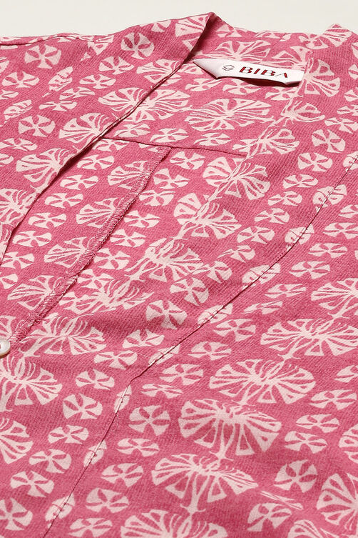 Pink Cotton Printed Kurta Set image number 1