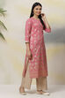 Old Rose Art Silk Straight Printed Kurta image number 3